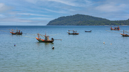 Fishermen fishing in the Gulf of Thailand