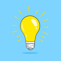 Idea concept. Light bulb icon with shadow and background. Vector. Cartoon
