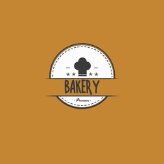simple vintage bakery logo, with a yellow background and a brown logo,
suitable for any content.