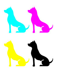 set of dogs silhouettes, colorful, vector illustration 