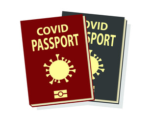 two covid passports, red and black, vector illustration 
