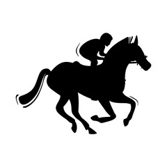 Horse with rider at the races.