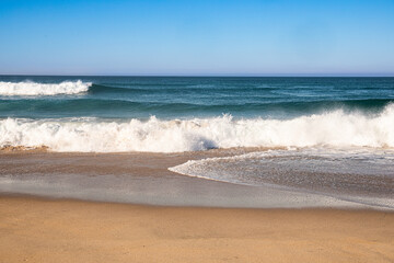 waves crashing on California shoreline 