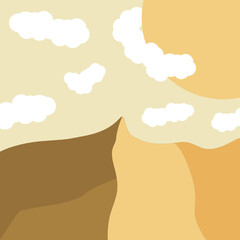 Desert landscape. Desert area, sand terrain - Africa, Sahara, or Arizona nature. Wilderness background. Safari. Wild West. Vector illustration.