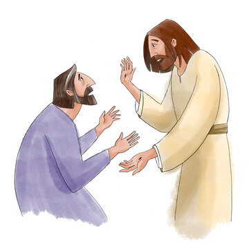 Jesus Christ shows His wounds to a doubting Thomas