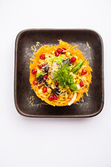 Aloo Tokri Chaat or Potato Basket stuffed chat or katori chat