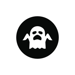 Ghost icon circle black background color editable. Halloween icon