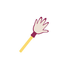 Soccer or football fan foam hand cartoon icon, flat vector illustration isolated.