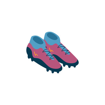 Soccer or football shoes cartoon icon, flat vector illustration isolated.