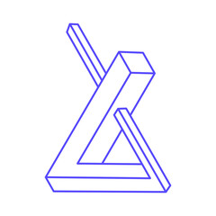 Optical illusion logo. Impossible shapes. Sacred geometry figures. Abstract eternal geometric objects. Impossible endless outline shapes. Optical art. Impossible geometry shape on a white background.