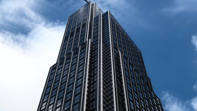 Tall office block towering above downtown Hong Kong