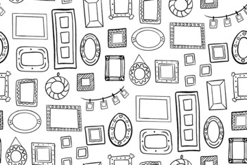 Seamless pattern with hand drawn Frame doodle