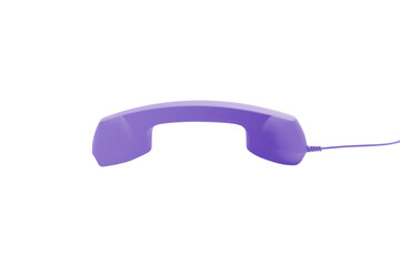 Purple retro handset isolated on white background.