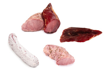 Tasty salami isolated on a white background.