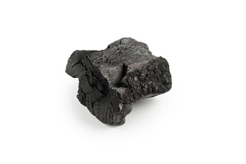 Black oak coal isolated on white background.