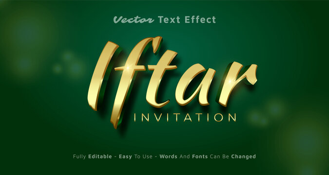 Creative 3d text Iftar party, editable style effect template