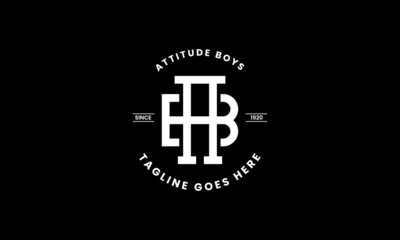 Initial Monogram Lettering Vintage Retro Stamp Label, Emblem Badge, Overlapping Elegant Luxury Logo Design