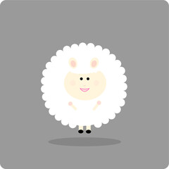 smiling, cute and childish sheep illustration