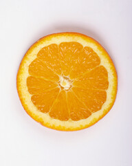 slice of orange on white background