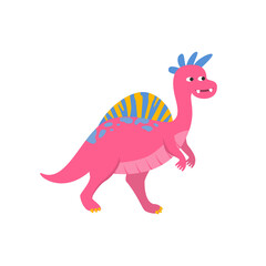 Cute cartoon dinosaur on white background.