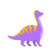 Cute cartoon dinosaur on white background.
