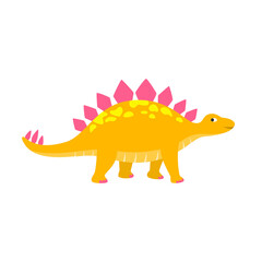Cute cartoon dinosaur on white background.