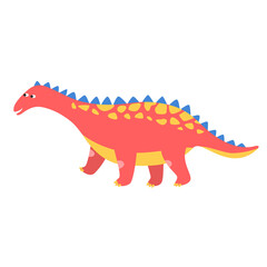 Cute cartoon dinosaur on white background.