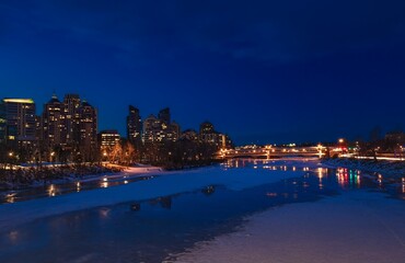 Night View Of The City Of Calgary