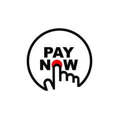 pay now sign on white background	