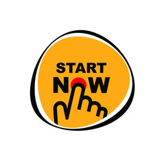 start now sign on white background	