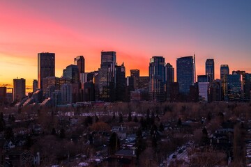 Fototapeta premium Calgary Skyline At Sunrise