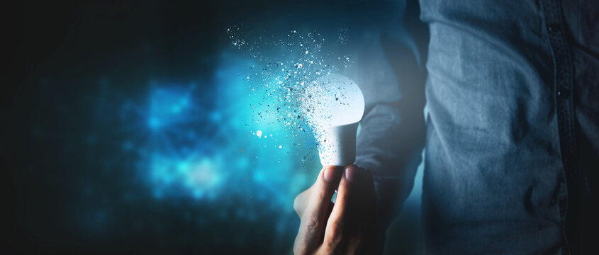 the light bulb in hand crumbles