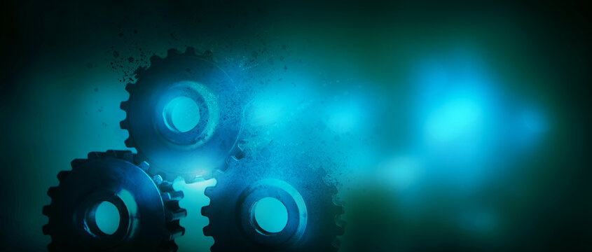 gears disappear on a blue background