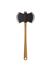 Wooden ax isolated on white background. Vector illustration.