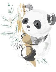 Baby panda on the tree branch