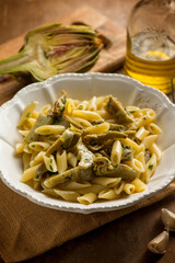 pasta with sauteed artichoke garlic and olive oil
