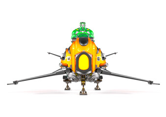 future soldier is riding a bike in white background front view