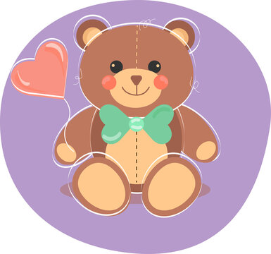 Small teddy bear with a baloon heart 