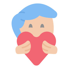 Boy brings love heart flat icon