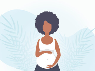 Pregnant girl Banner in gentle colors. Vector illustration.