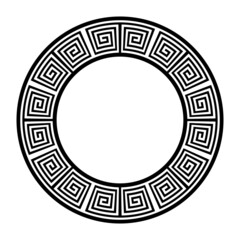 Geometric ornament with greek meander motif for circle frame.