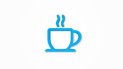 coffee cup 3d line flat color icon. Realistic vector illustration. Pictogram isolated. Top view. Colorful transparent shadow design.