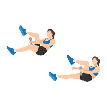 Woman doing Leg loop exercise. Flat vector illustration isolated on white background