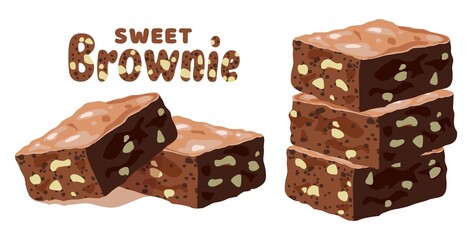 vector chocolate brownies - obrazy, fototapety, plakaty