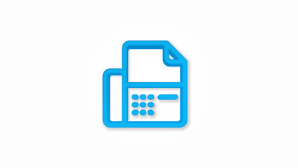 telephone fax, office phone 3d line flat icon. Realistic vector illustration. Pictogram isolated. Top view. Colorful transparent shadow design