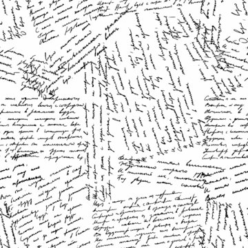 Seamless pattern with black hand write poetry on white background. Vector texture. Graphic creative idea.