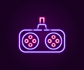 Glowing neon line Gamepad icon isolated on black background. Game controller. Colorful outline concept. Vector