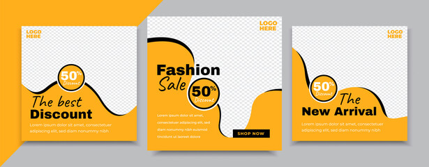 Fashion Social Media post set template, Advertising, Presentation, easy to edit and use.