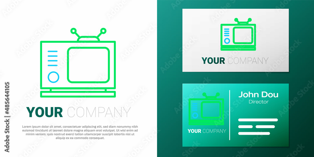 Sticker Line Retro tv icon isolated on white background. Television sign. Colorful outline concept. Vector