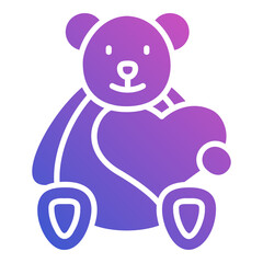 Bear doll with love heart flat gradient icon